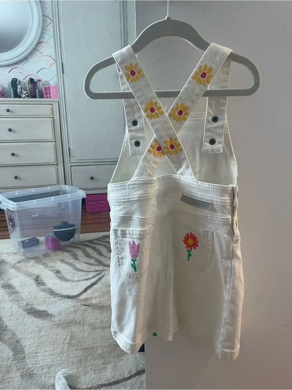 Cream Floral Garden Overall Dress for Kids